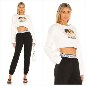 FIORUCCI Vintage Angels Cropped Sweatshirt In White Small NWOT